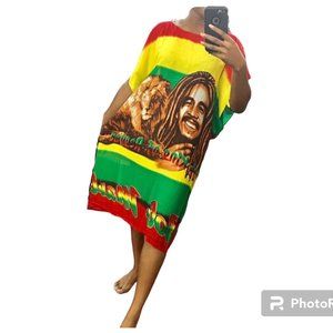Bob Marley Dress 100% Cotton One Size Fit All Bohemian Hippie Dress Beach Dress